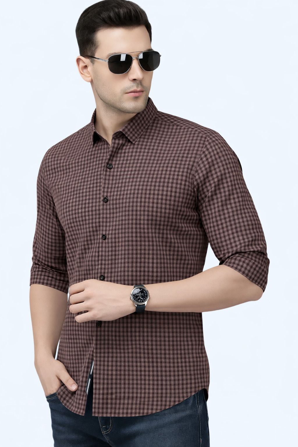 yellowdash Men Regular Fit Checkered Spread Collar Casual Shirt-picture-21
