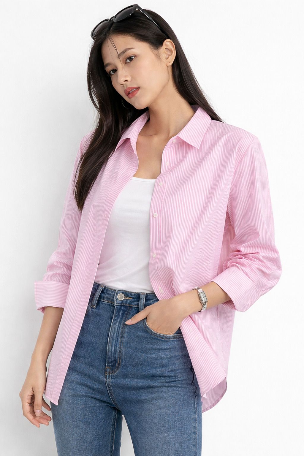mentry Women Relaxed Fit Striped Spread Collar Casual Shirt-picture-21