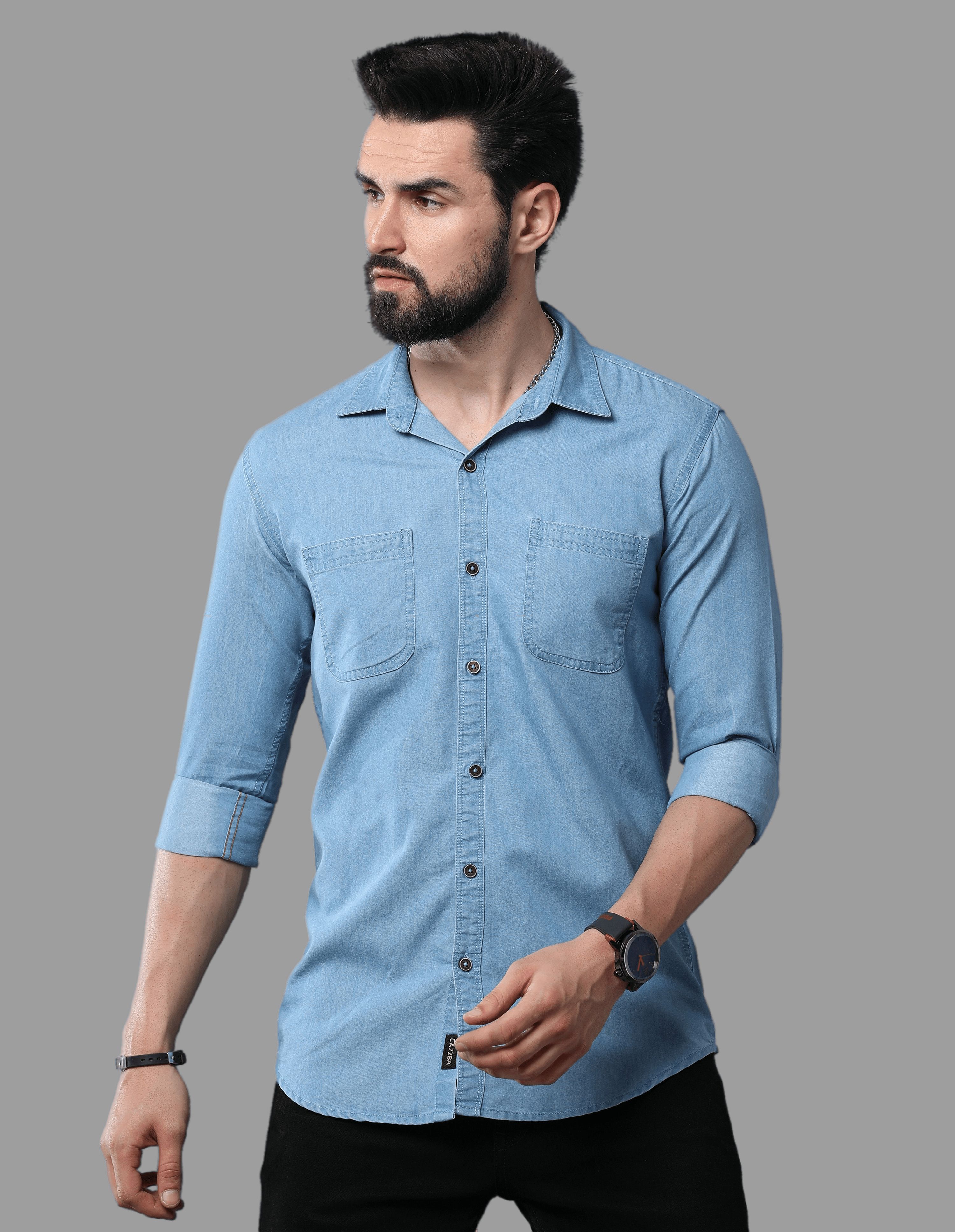 cazzba Men Regular Fit Solid Cut Away Collar Casual Shirt-picture-27