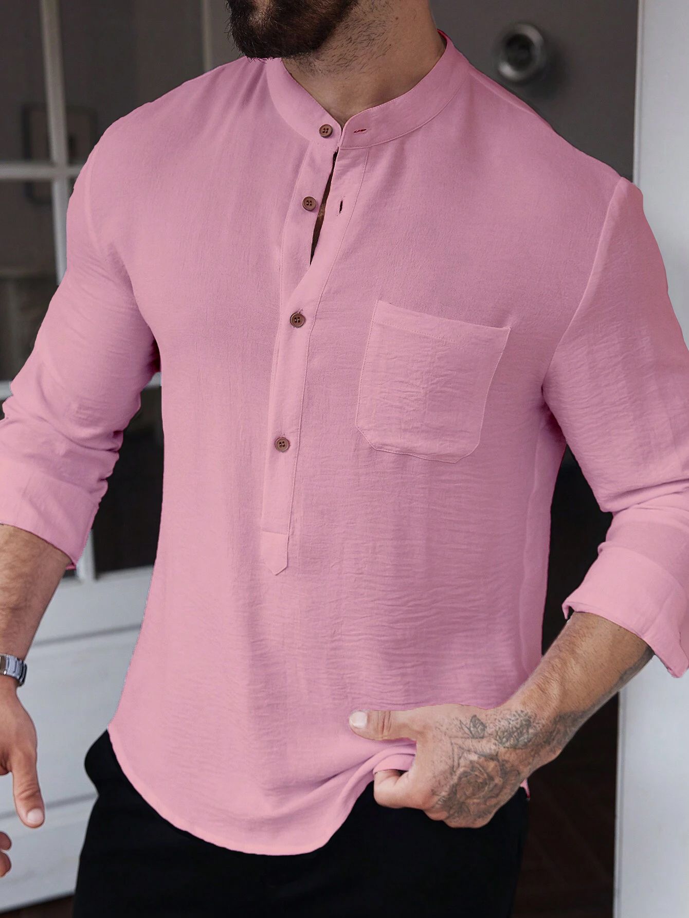 combraided Men Solid Cotton Blend Straight Kurta-picture-21