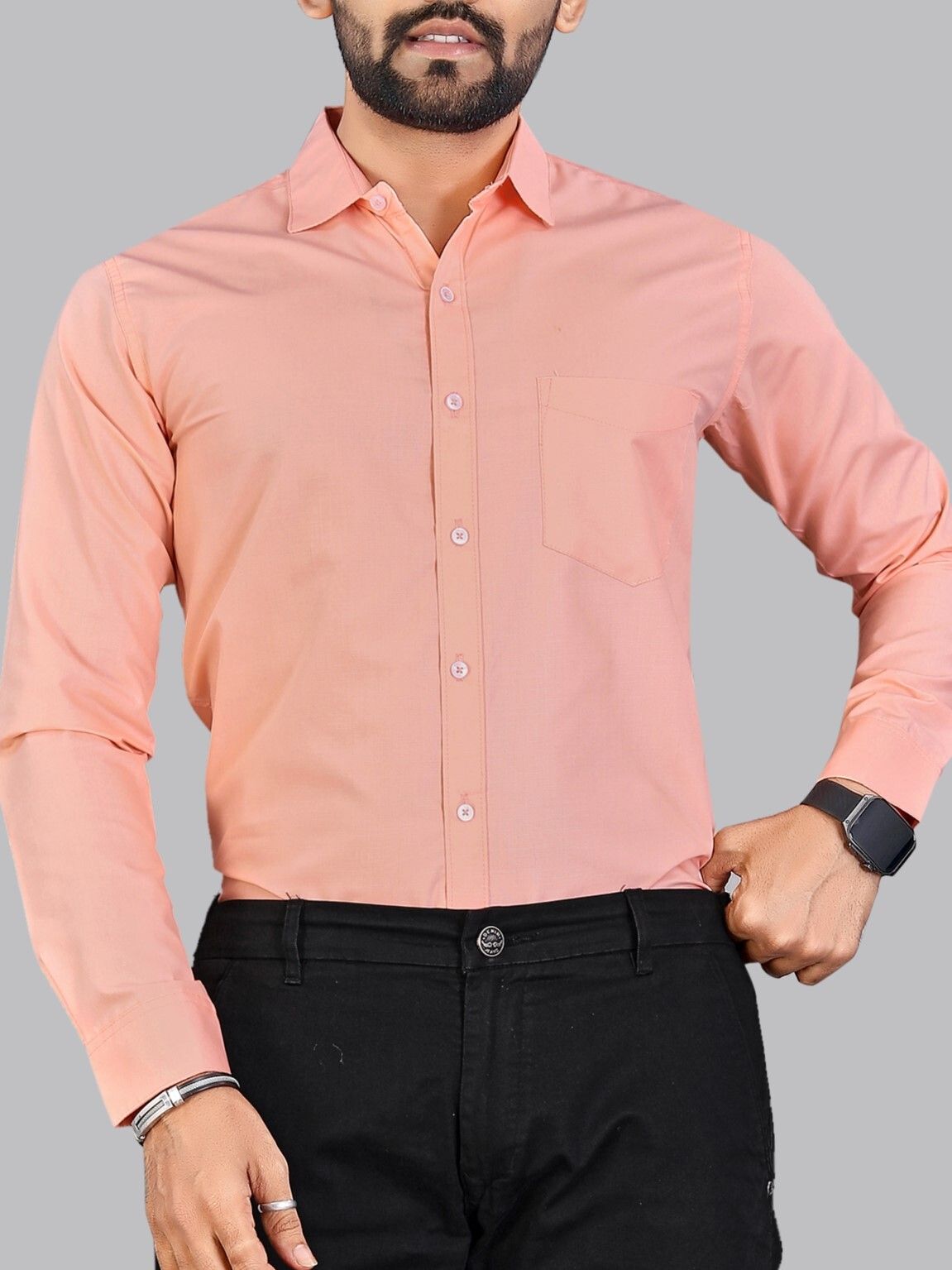 mildin Men Slim Fit Solid Spread Collar Formal Shirt-picture-14