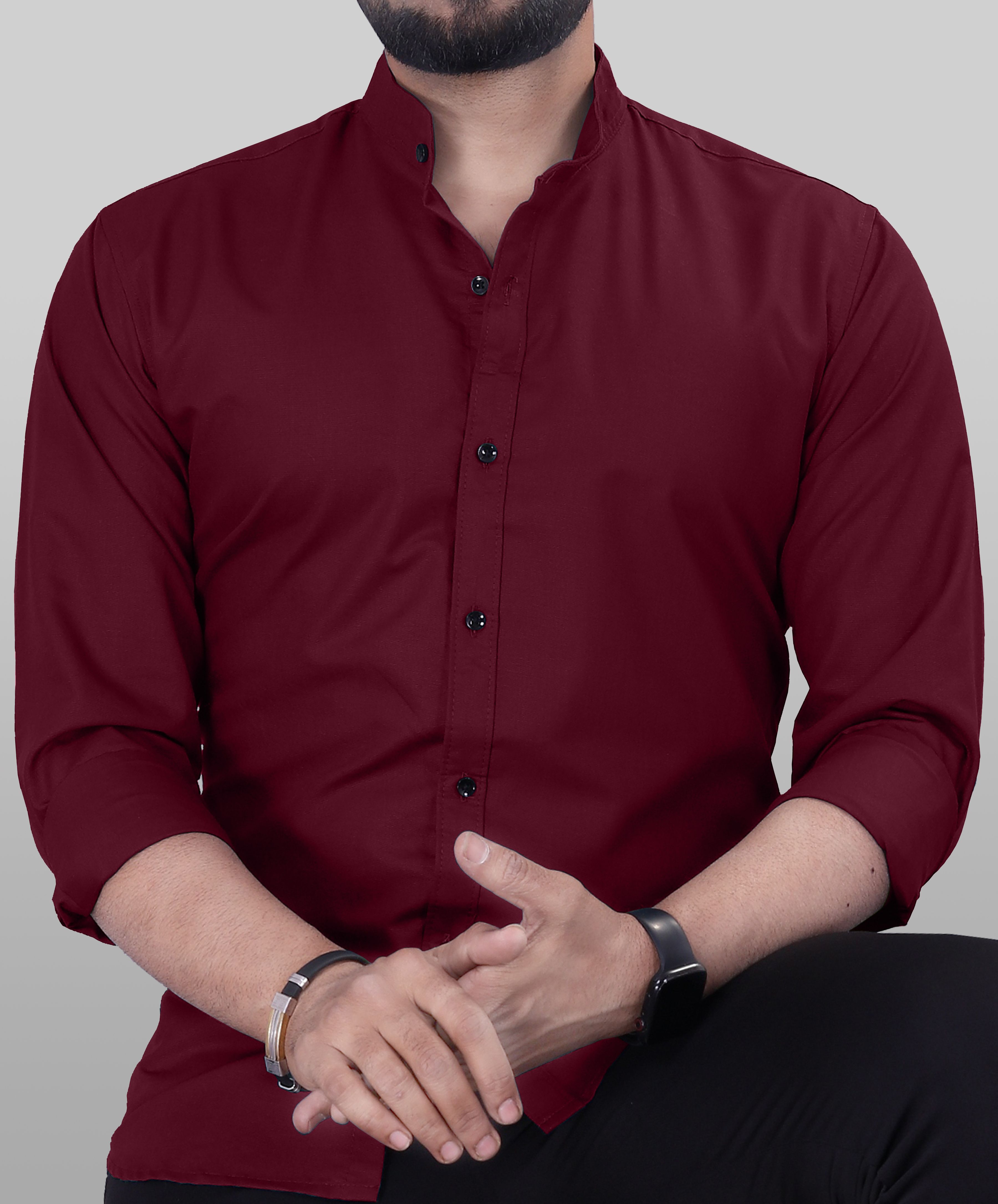 metronaut Men Regular Fit Solid Mandarin Collar Casual Shirt-picture-29