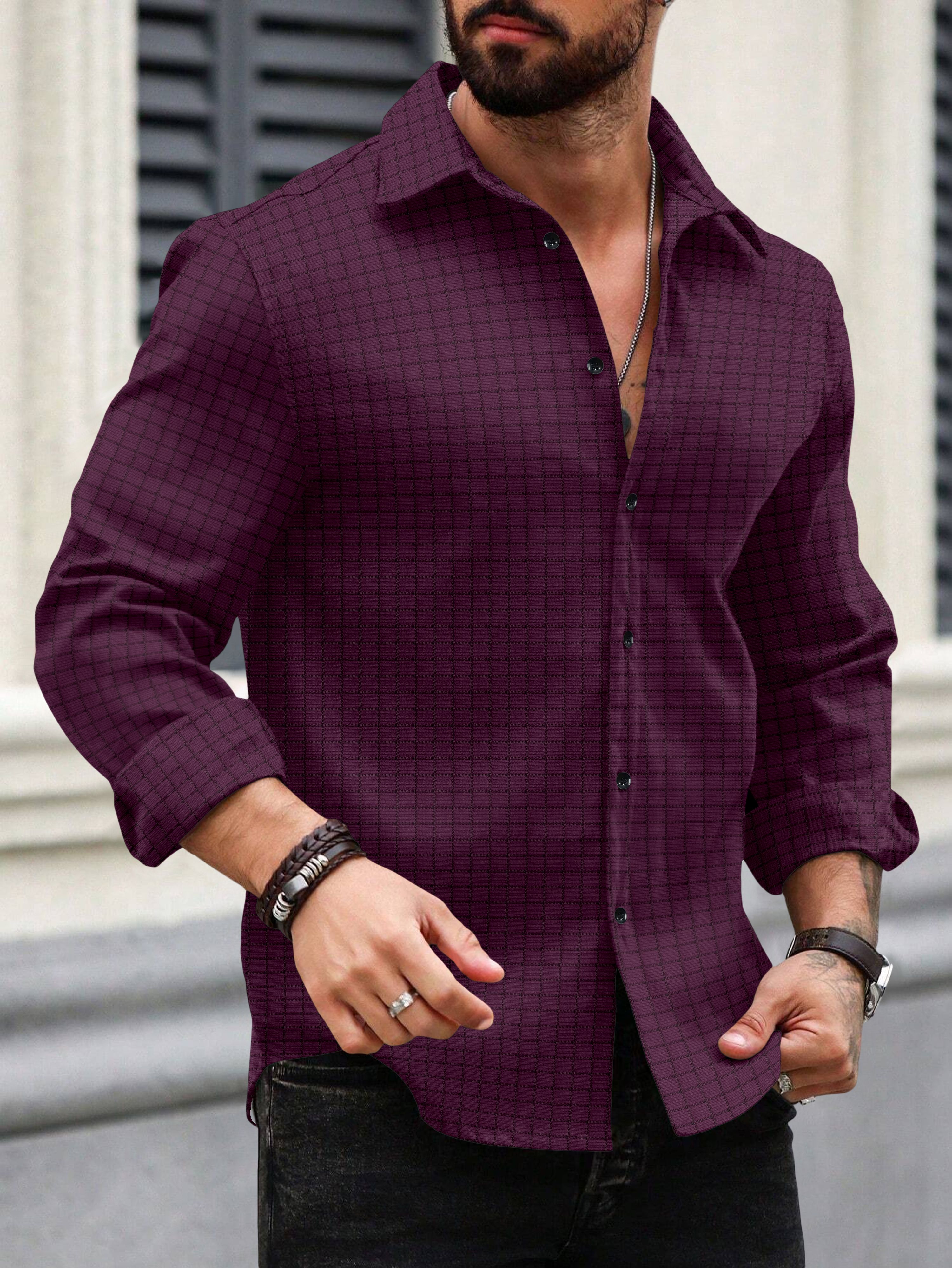 sopani Men Regular Fit Self Design Spread Collar Casual Shirt-picture-45