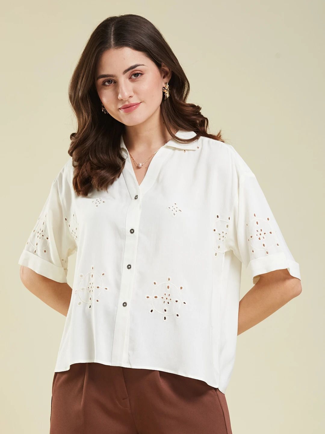 j turritopsis Women Boxy Fit Embroidered Spread Collar Casual Shirt-picture-16