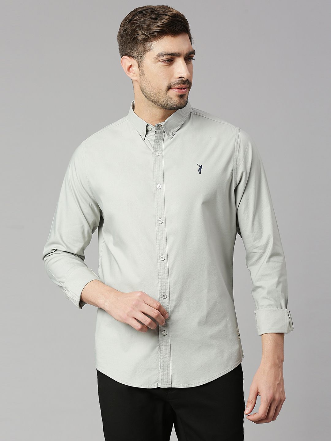 Men Slim Fit Solid Button Down Collar Casual Shirt-image-45