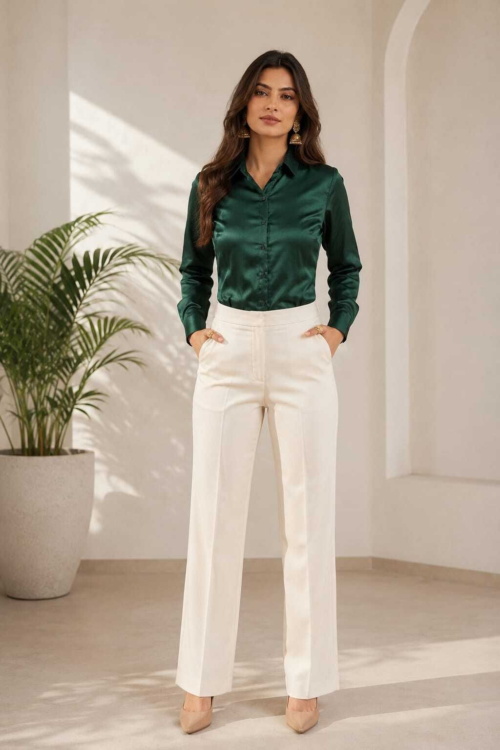 Women Regular Fit Solid Spread Collar Formal Shirt-image-14