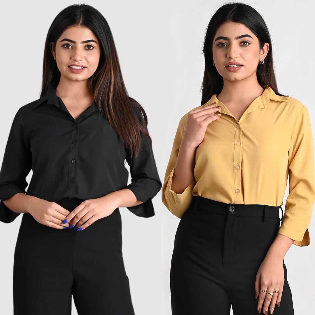 gm sara Women Regular Fit Solid Spread Collar Formal Shirt-picture-27