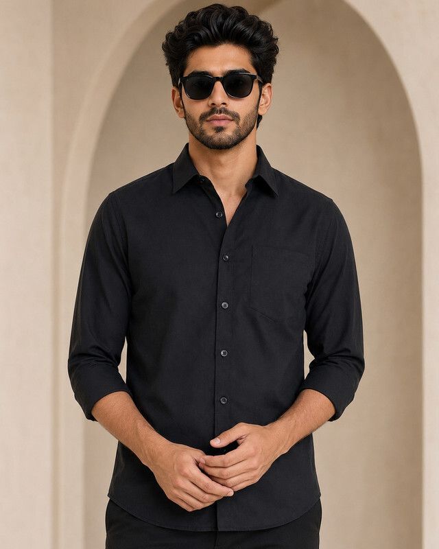 youth first Men Regular Fit Solid Spread Collar Casual Shirt-picture-13