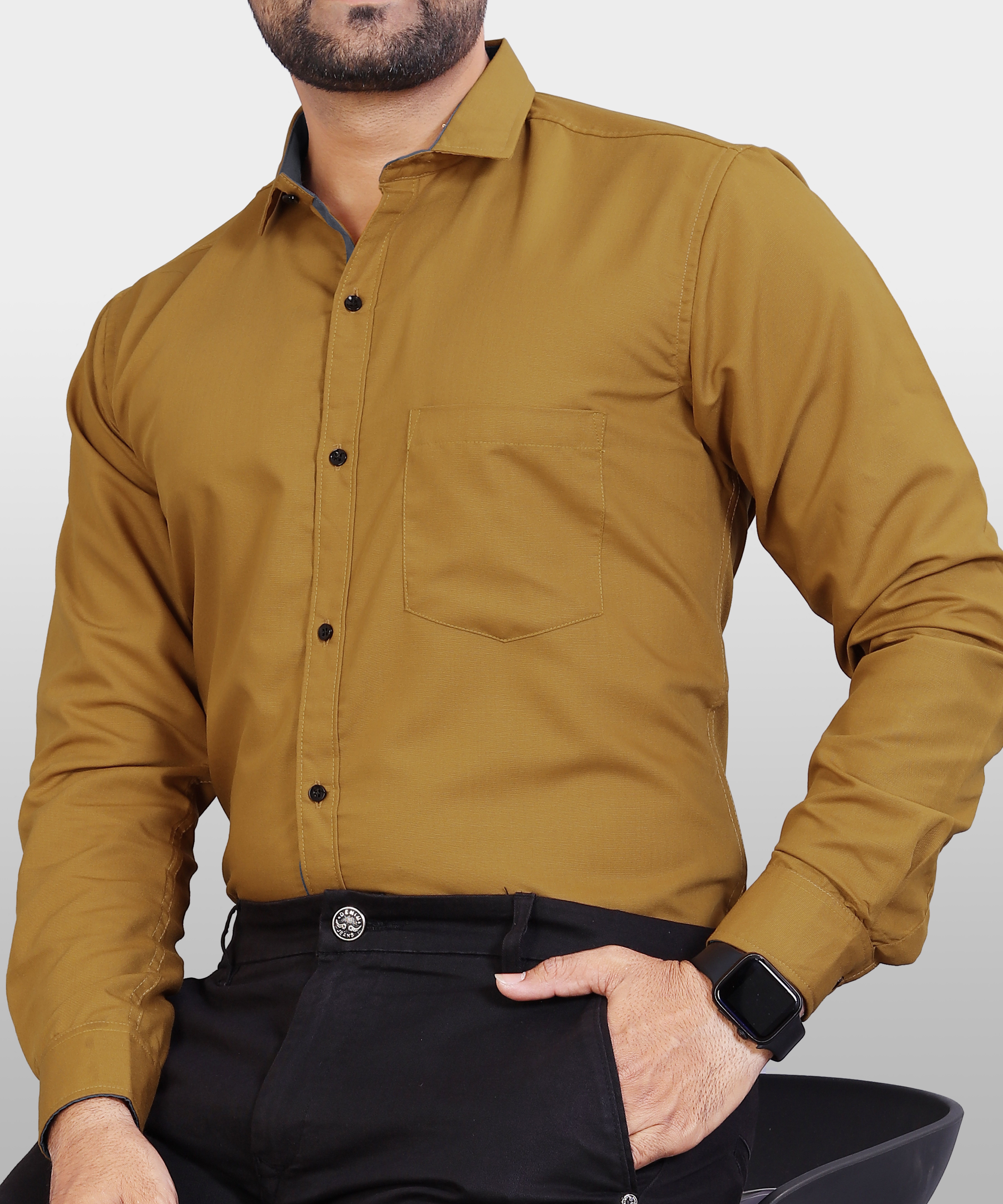 Men Regular Fit Solid Button Down Collar Formal Shirt-image-49