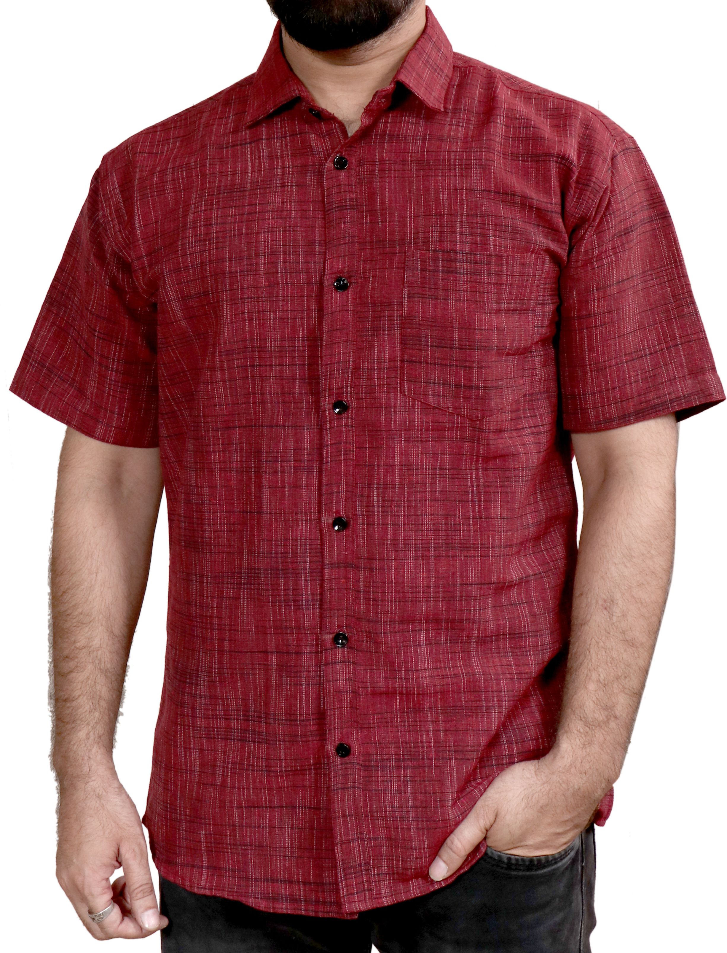 Men Regular Fit Self Design Curved Collar Casual Shirt-image-33