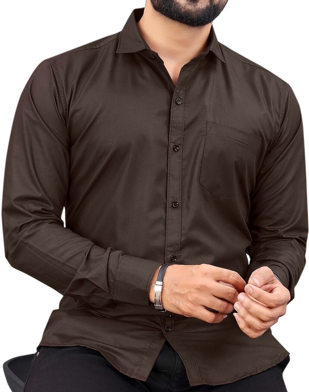 nivick Men Regular Fit Solid Spread Collar Formal Shirt-picture-33