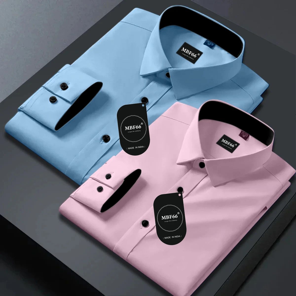 mbf66 Men Slim Fit Solid Spread Collar Casual Shirt-picture-12