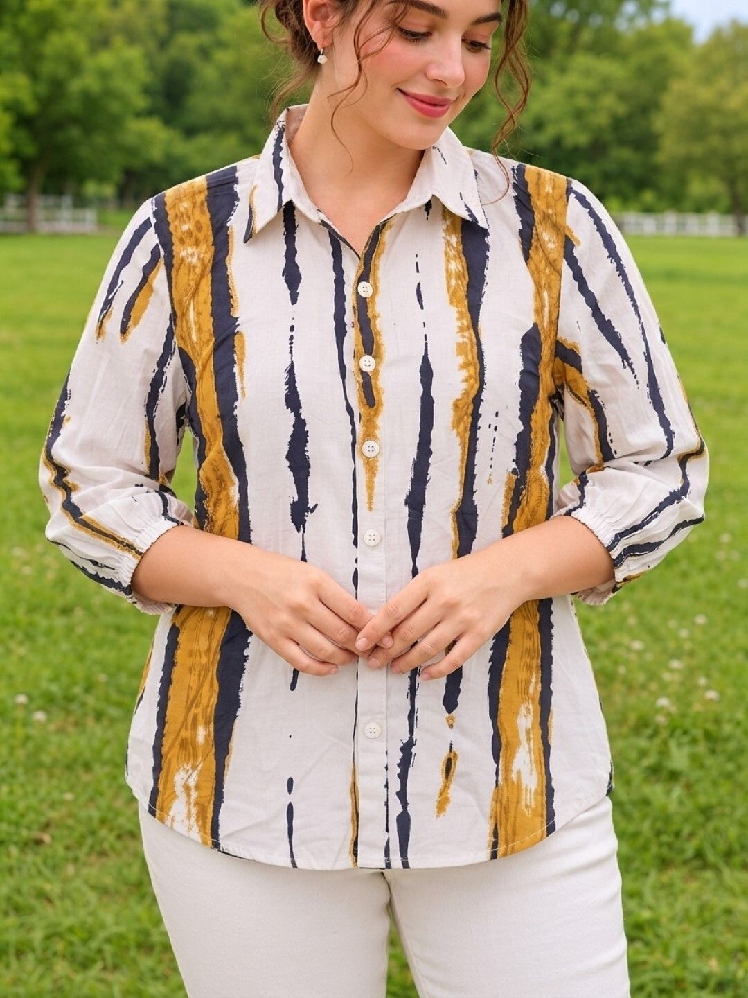 maykr Women Regular Fit Printed Spread Collar Casual Shirt-picture-31