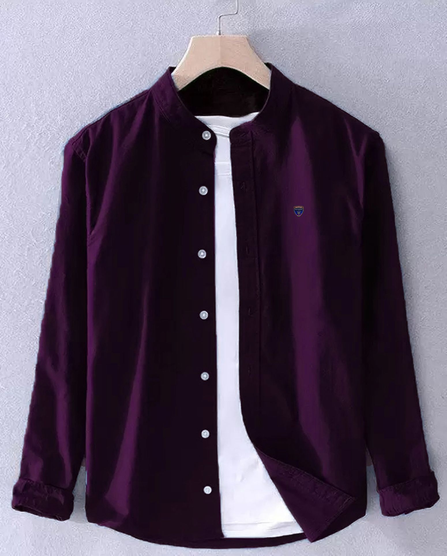 fubar Men Slim Fit Solid Mandarin Collar Casual Shirt-picture-13