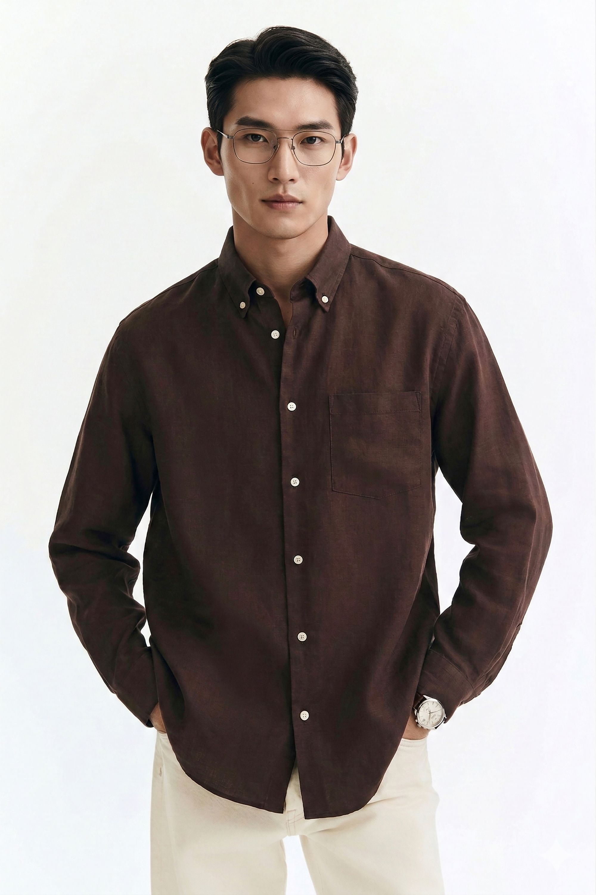 mischief monkey Men Tailored Fit Striped Button Down Collar Casual Shirt-picture-12