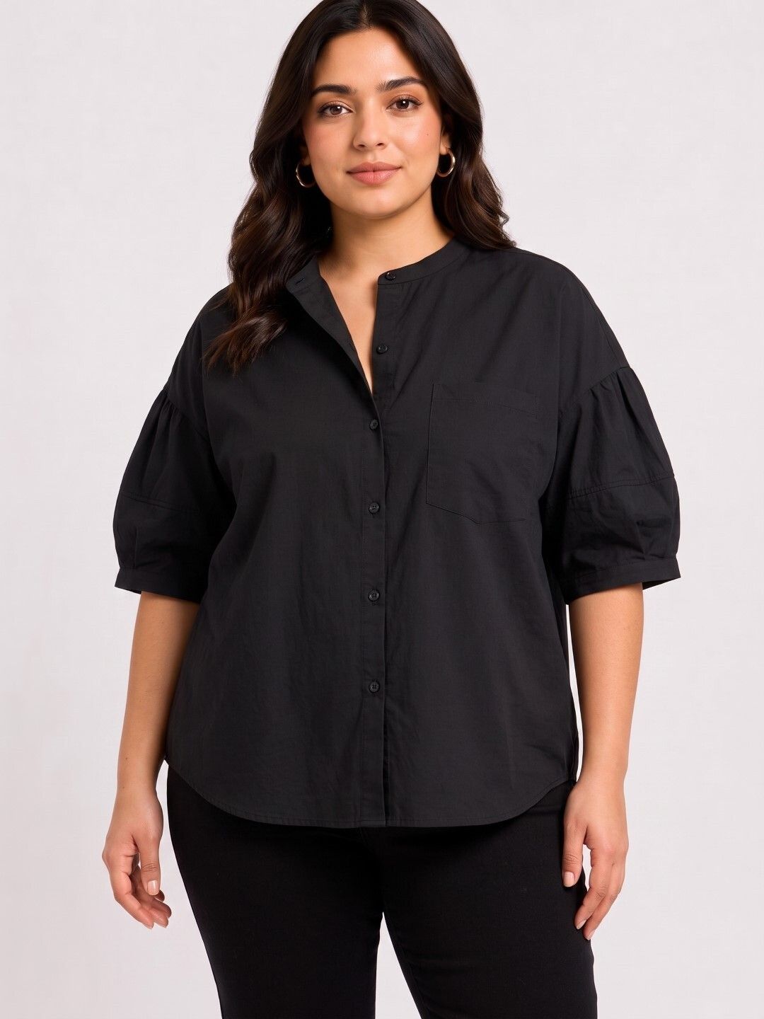 tinz Women Regular Fit Solid Mandarin Collar Casual Shirt-picture-45