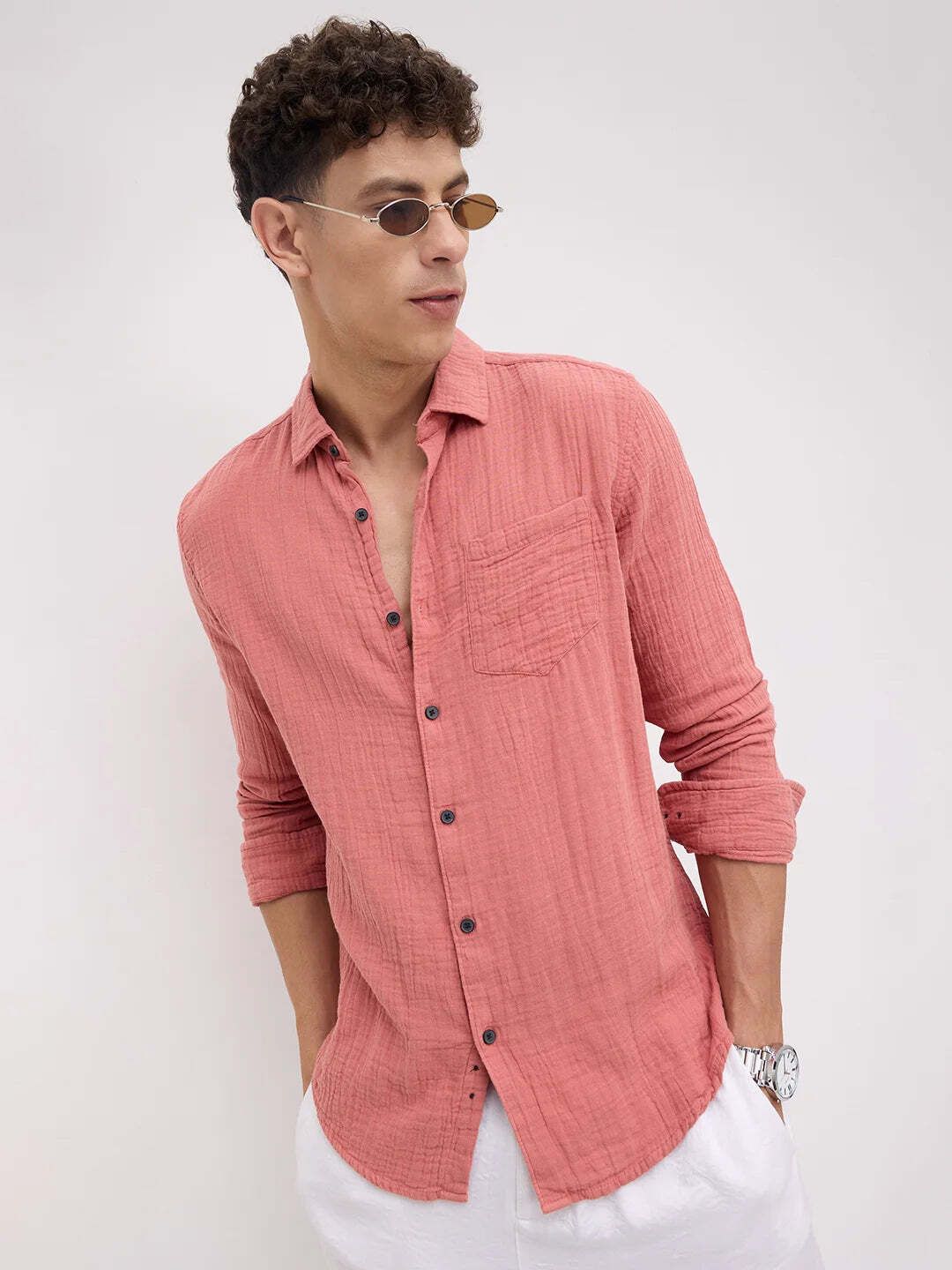 vastrado Men Regular Fit Solid Cut Away Collar Casual Shirt-picture-32