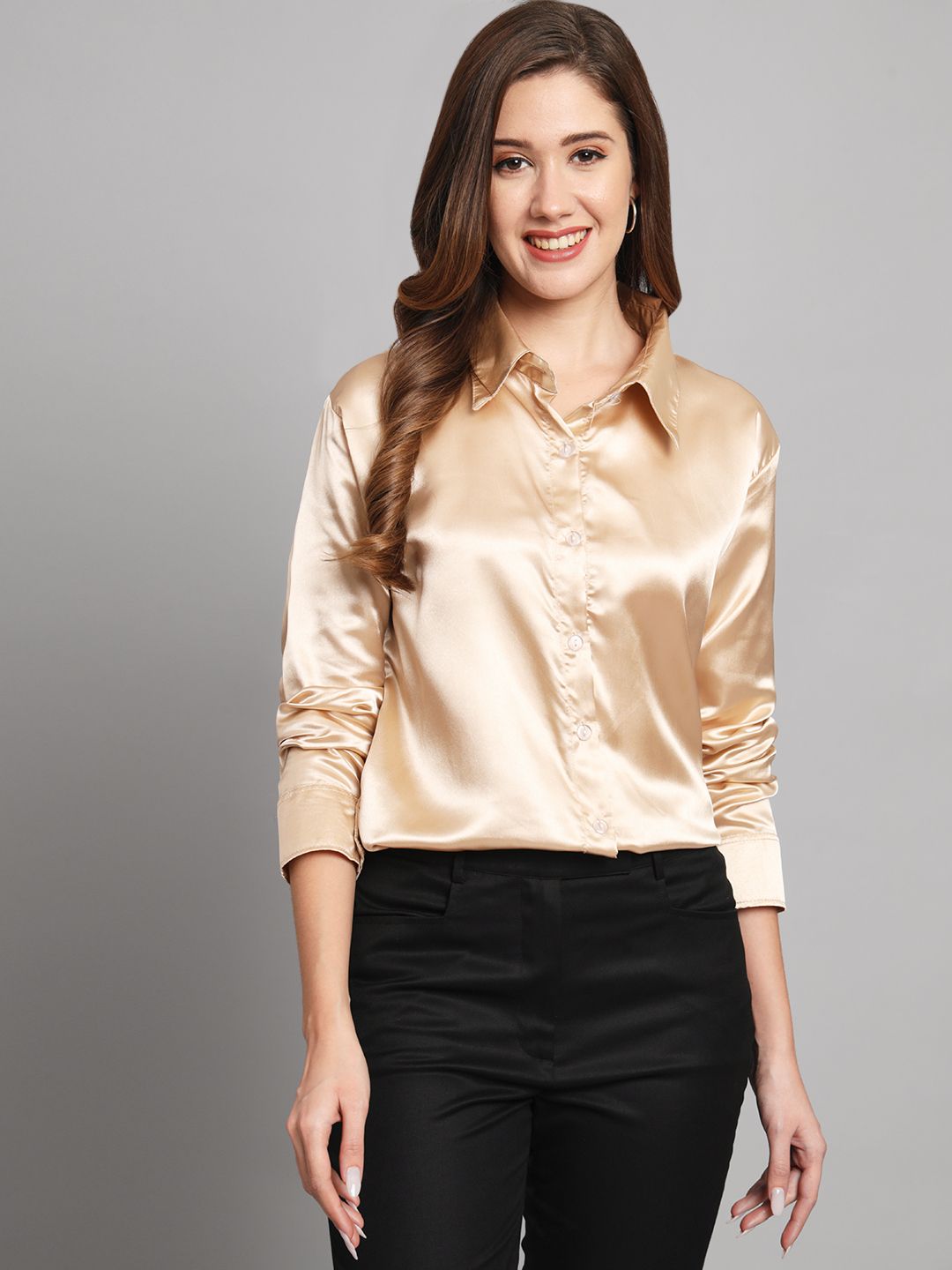 funday fashion Women Regular Fit Solid Spread Collar Casual Shirt-picture-31