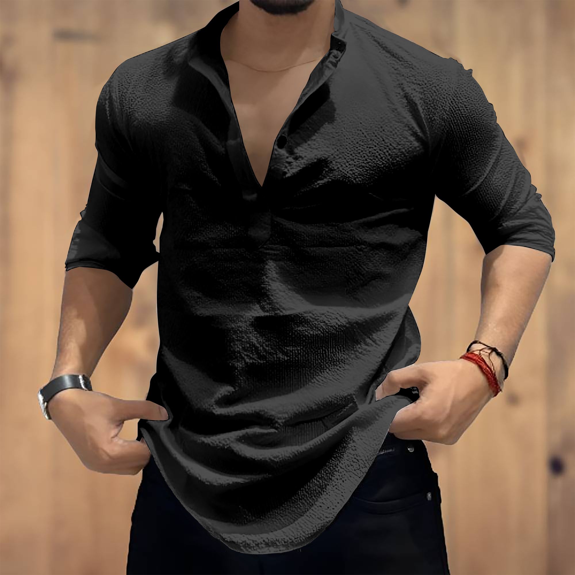 combraided Men Solid Cotton Blend Straight Kurta-picture-19