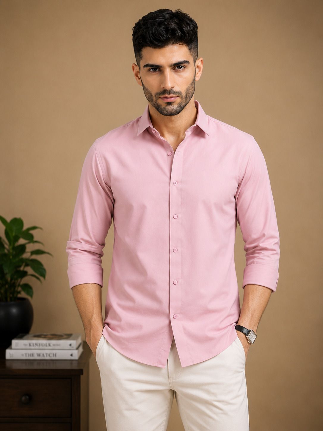 metronaut Men Regular Fit Solid Spread Collar Casual Shirt-picture-31