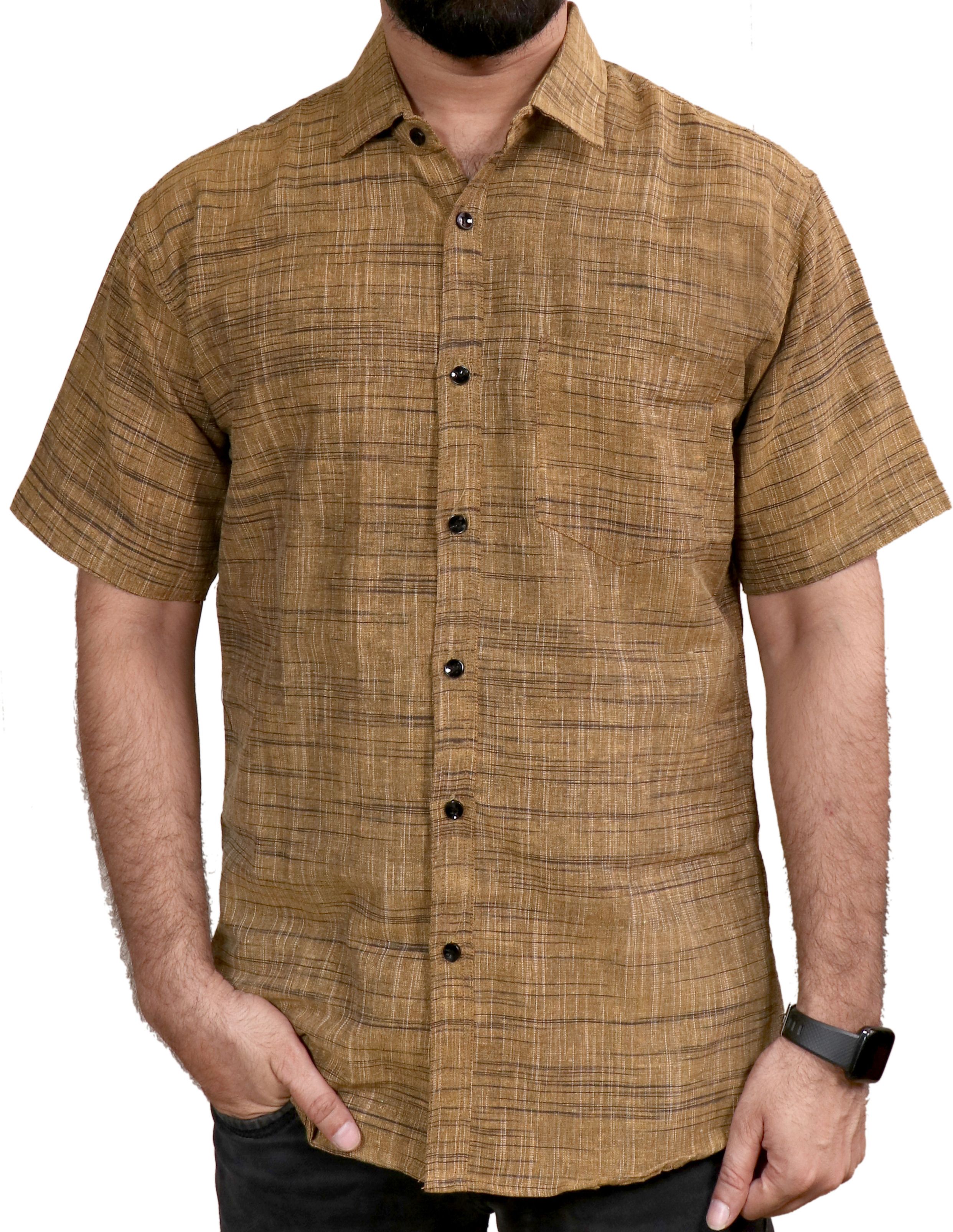 auzanoor collection Men Regular Fit Self Design Curved Collar Casual Shirt-picture-27
