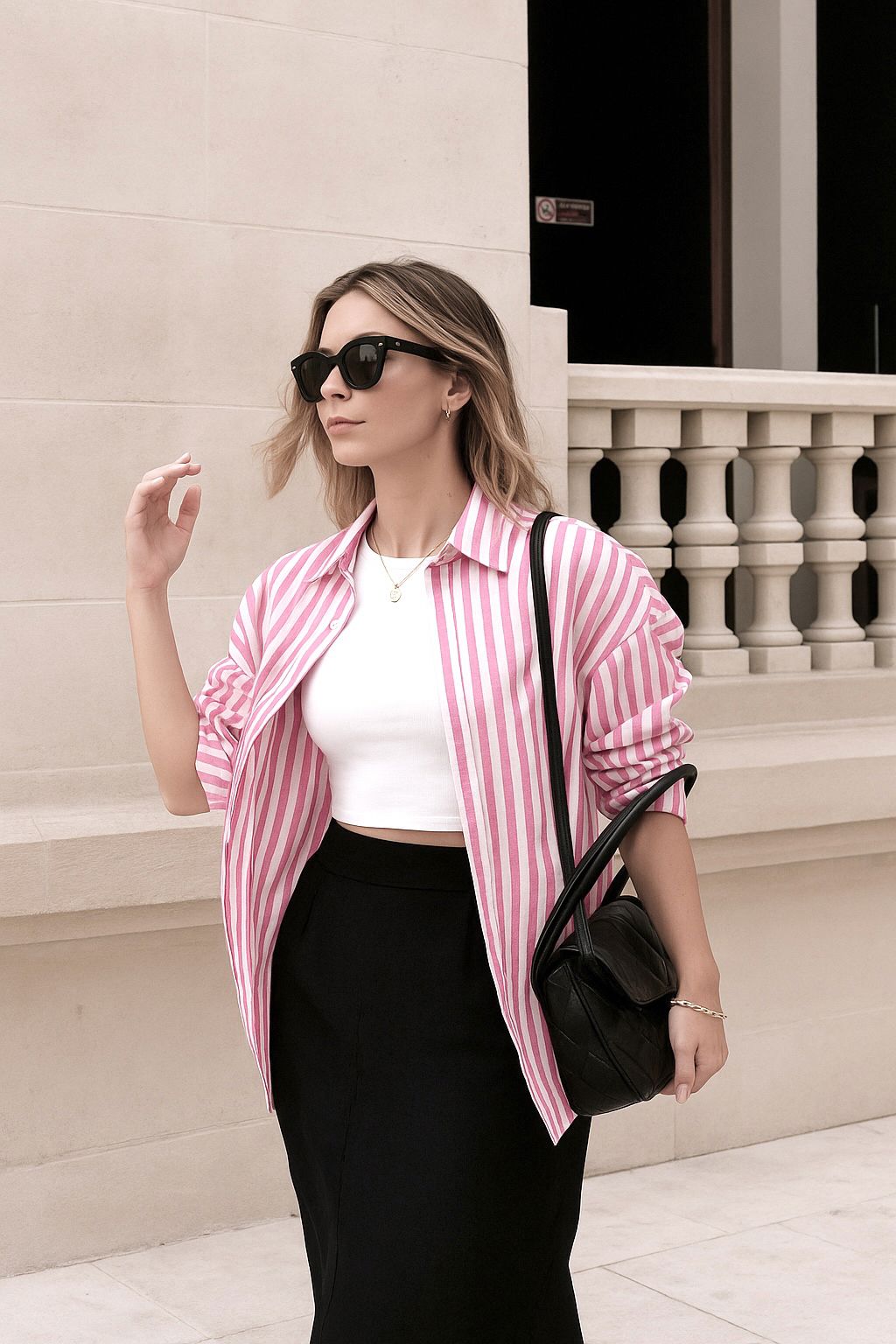 Women Oversized Fit Striped Casual Shirt