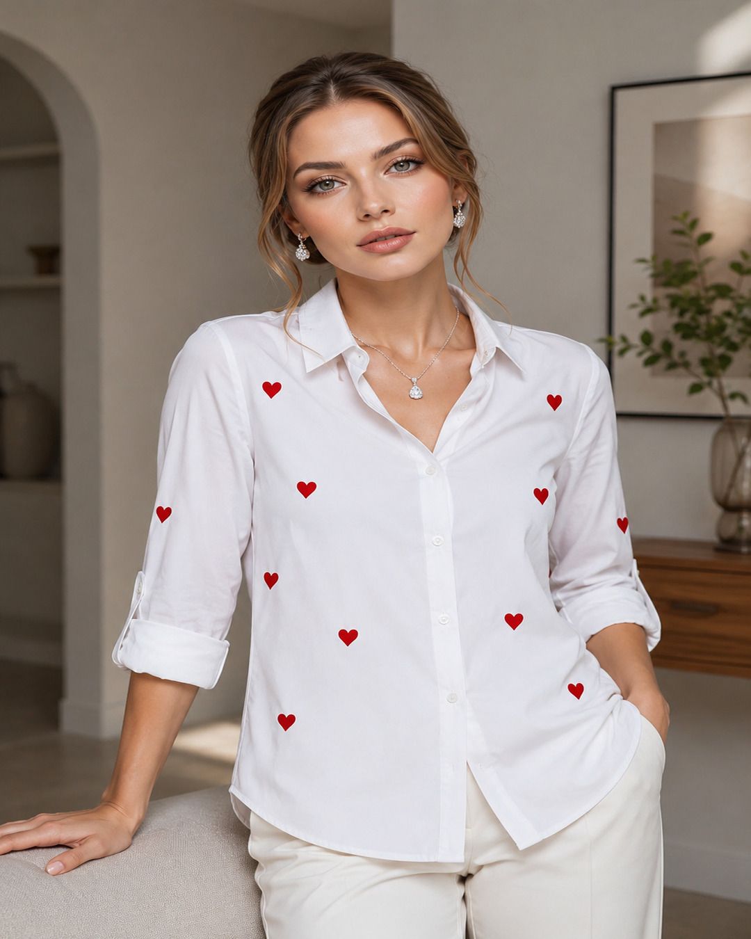 tinz Women Regular Fit Printed Cut Away Collar Casual Shirt-picture-41