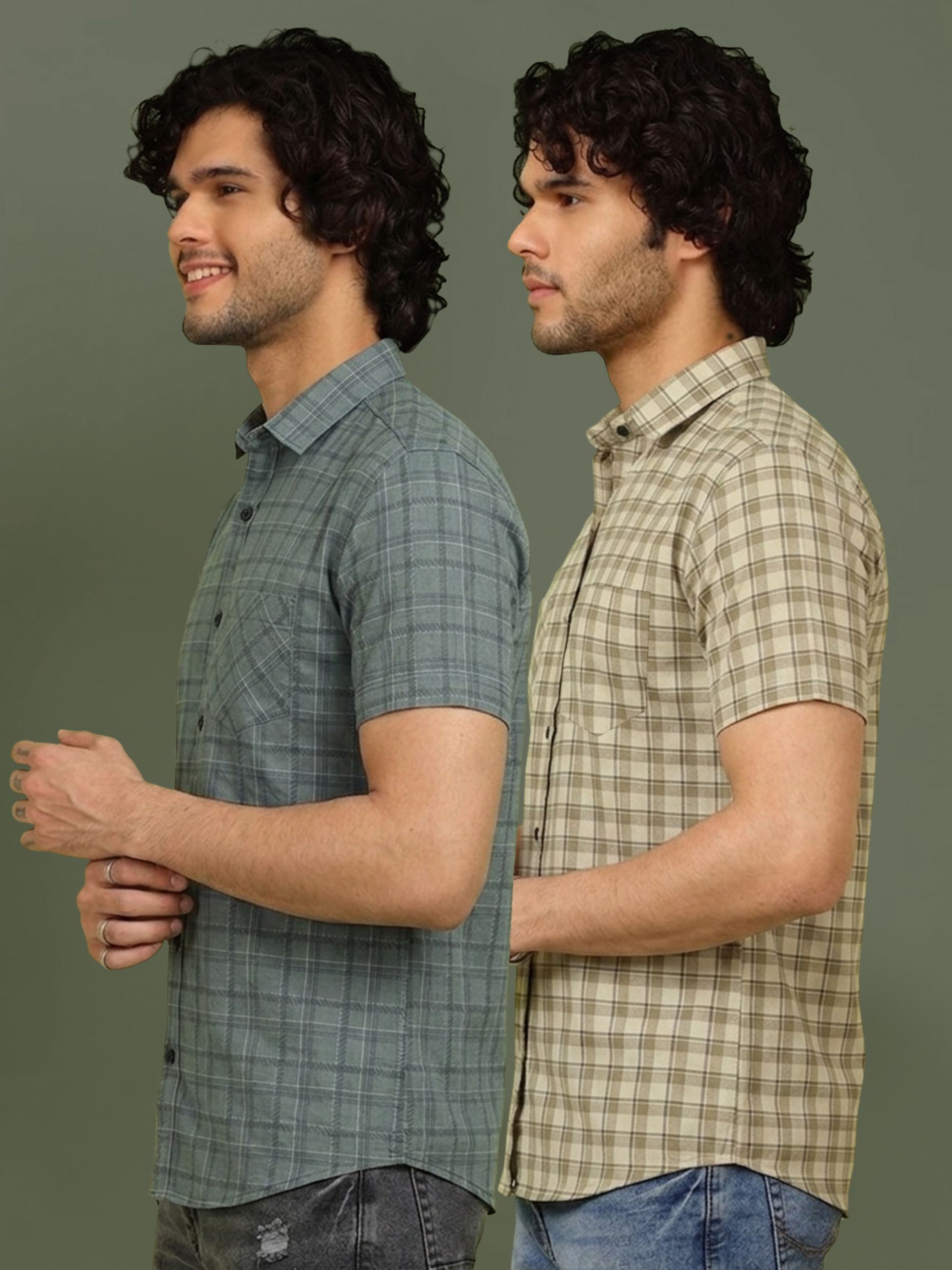metronaut Men Regular Fit Checkered Spread Collar Casual Shirt-picture-33