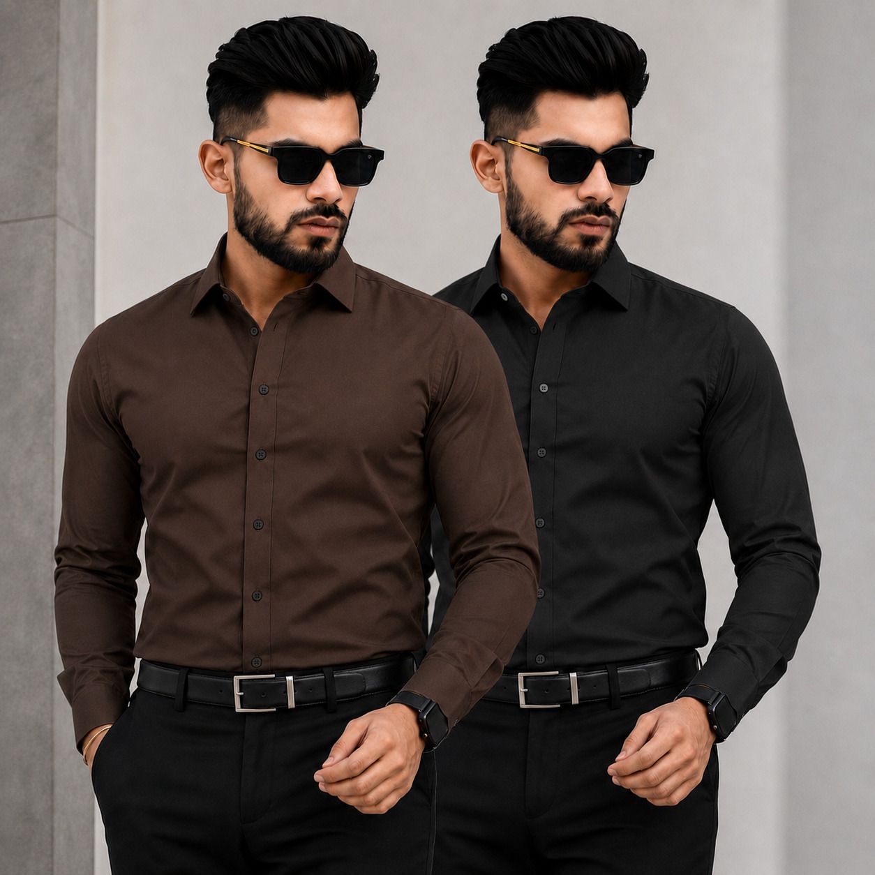 gloren Men Regular Fit Solid Spread Collar Formal Shirt-picture-2