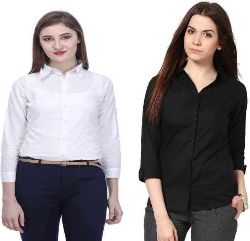funday fashion Women Regular Fit Solid Spread Collar Casual Shirt-picture-23