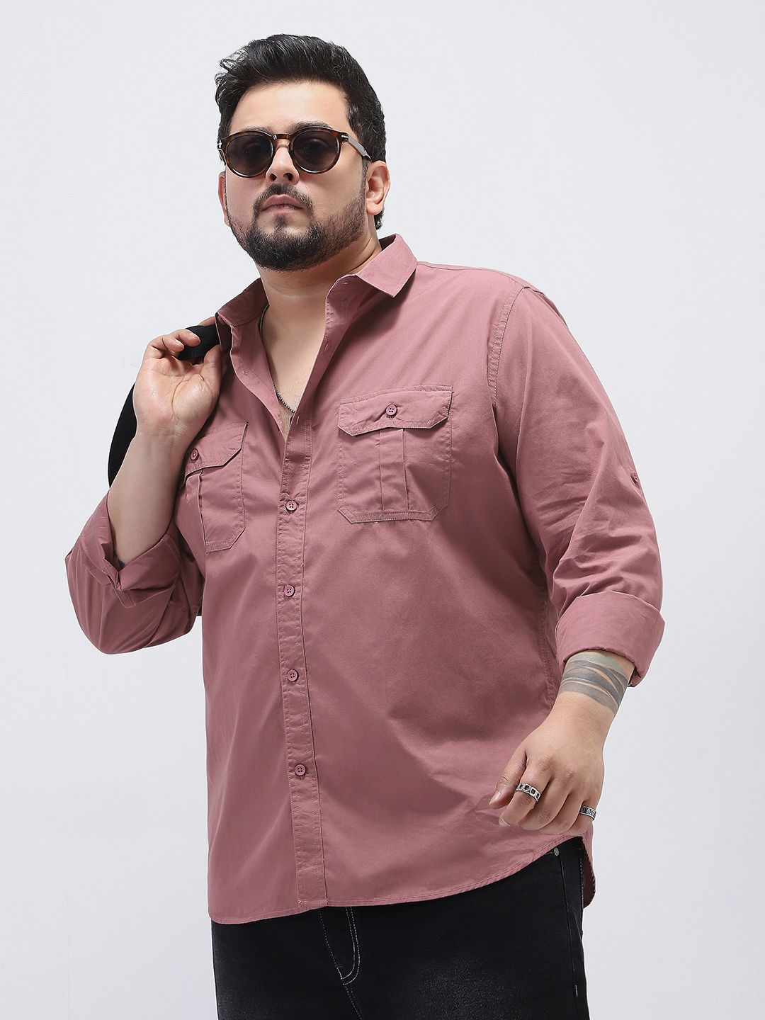 urbano plus Men Regular Fit Solid Spread Collar Casual Shirt-picture-12