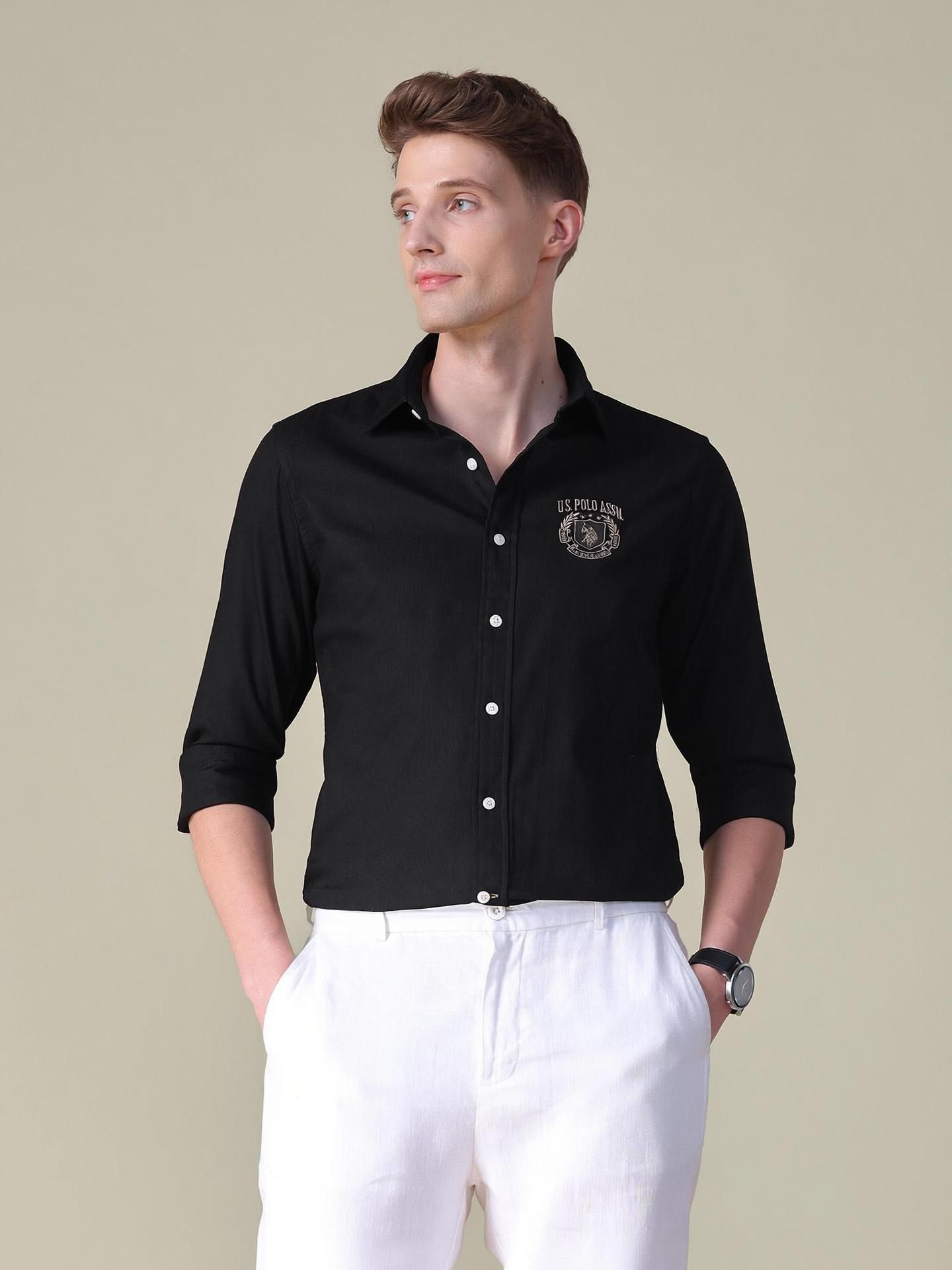 Men Tailored Fit Self Design Spread Collar Casual Shirt-image-42