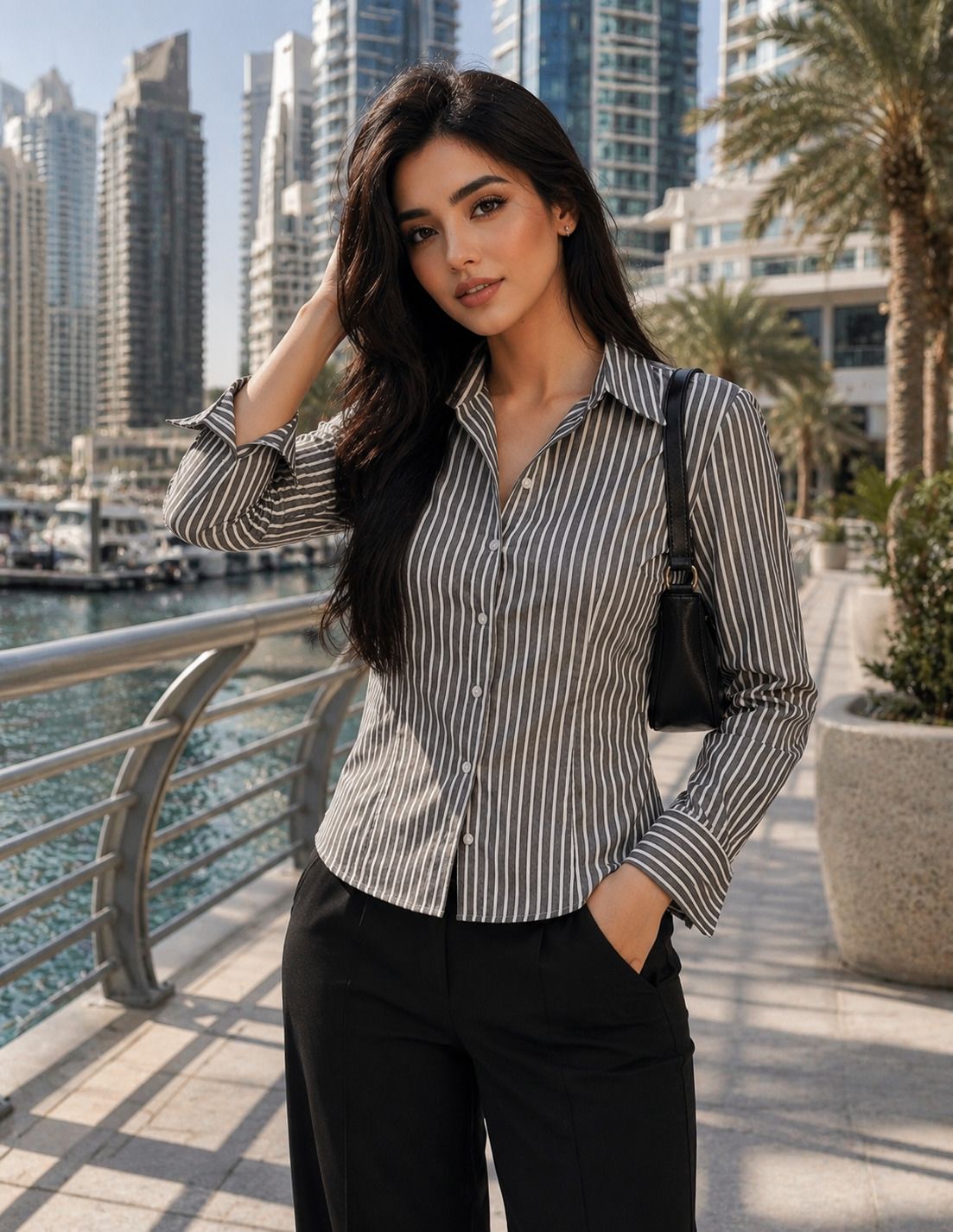 tinz Women Regular Fit Striped Cut Away Collar Casual Shirt-picture-26