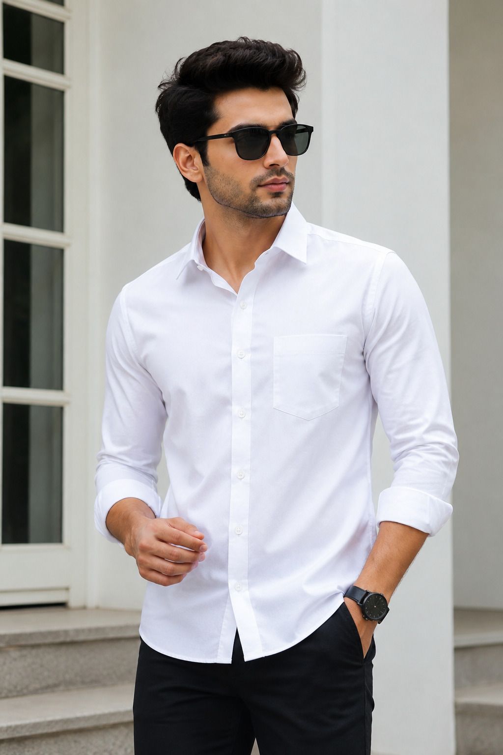 Men Tailored Fit Solid Spread Collar Casual Shirt-image-34