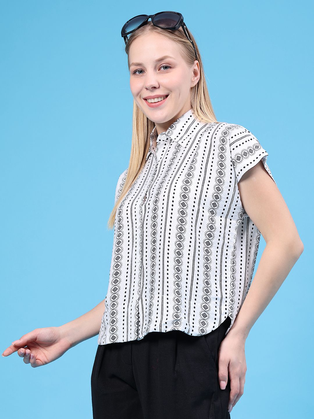 v-mart Women Regular Fit Printed Spread Collar Casual Shirt-picture-11