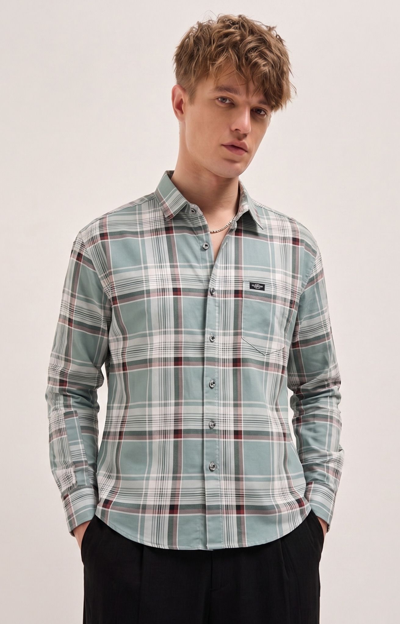 metronaut Men Regular Fit Checkered Spread Collar Casual Shirt-picture-20