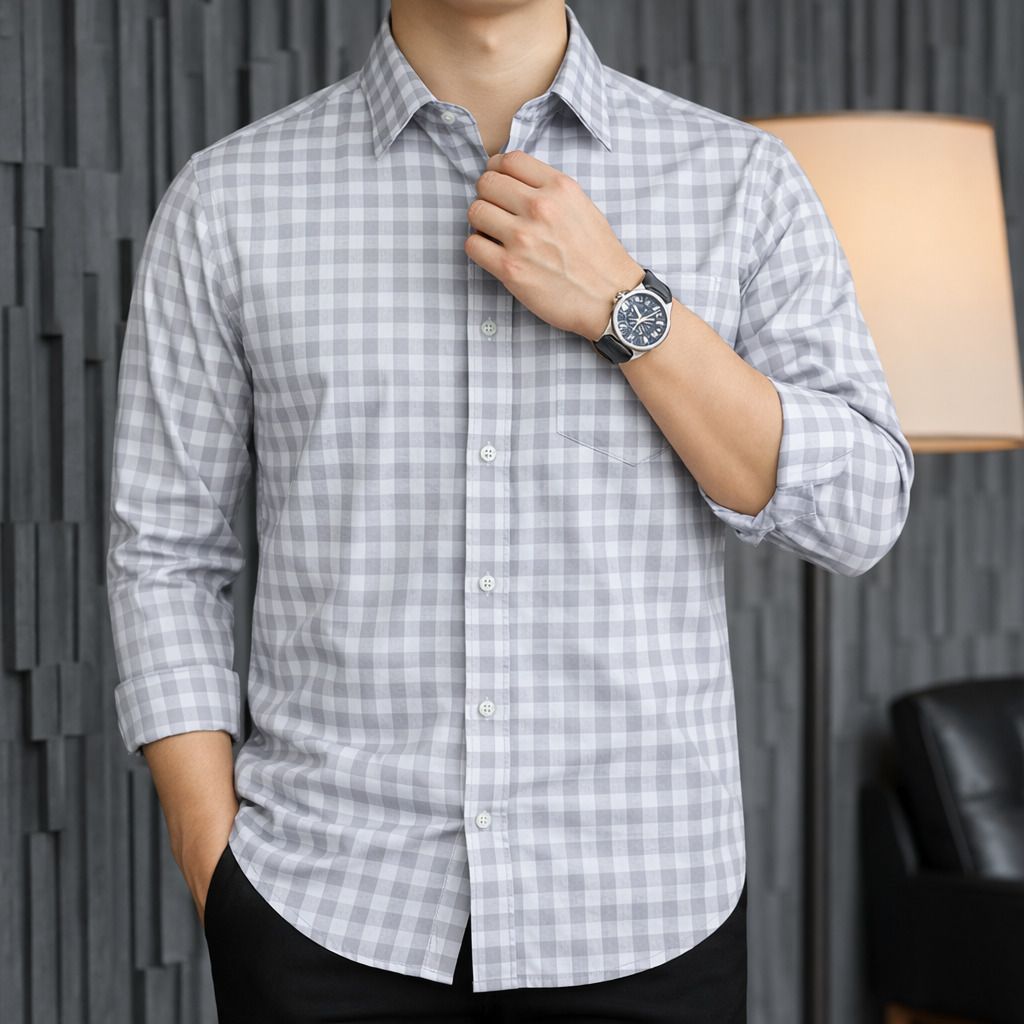 dopri Men Regular Fit Checkered Spread Collar Formal Shirt-picture-16