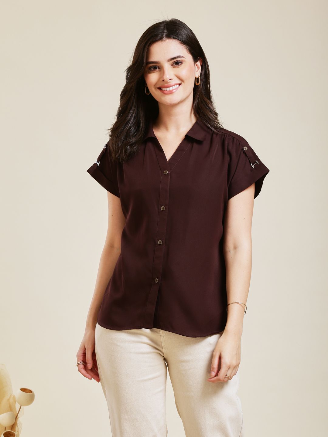 j turritopsis Women Regular Fit Solid Spread Collar Casual Shirt-picture-24