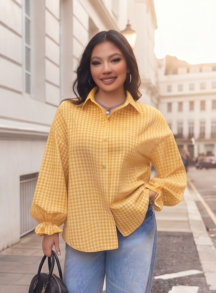 modthread Women Comfort Fit Checkered Spread Collar Casual Shirt-picture-23