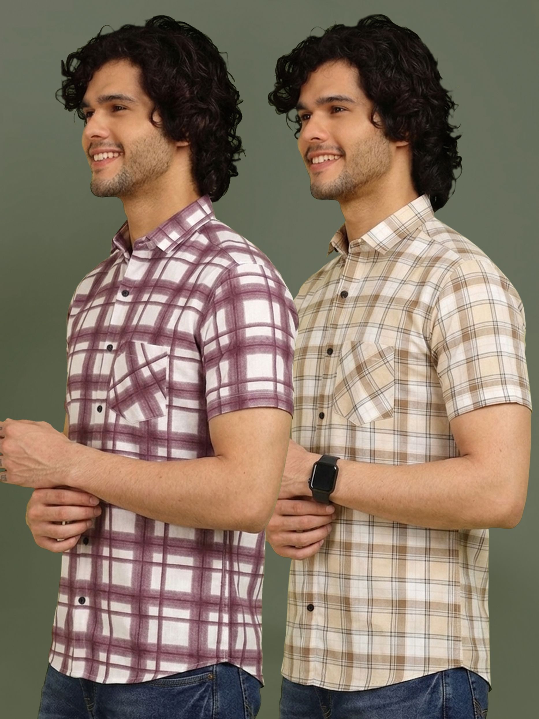 metronaut Men Regular Fit Checkered Spread Collar Casual Shirt-picture-39