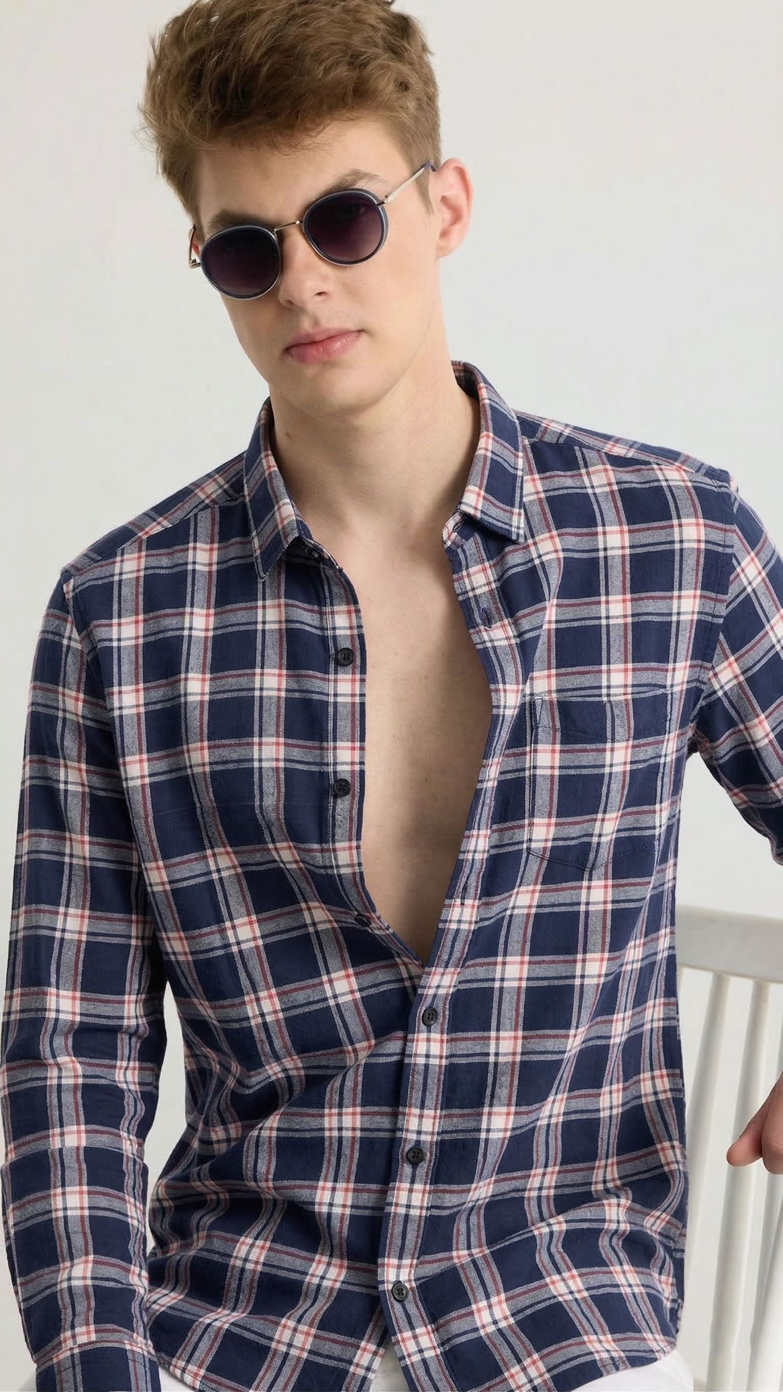 metronaut Men Regular Fit Checkered Spread Collar Casual Shirt-picture-18