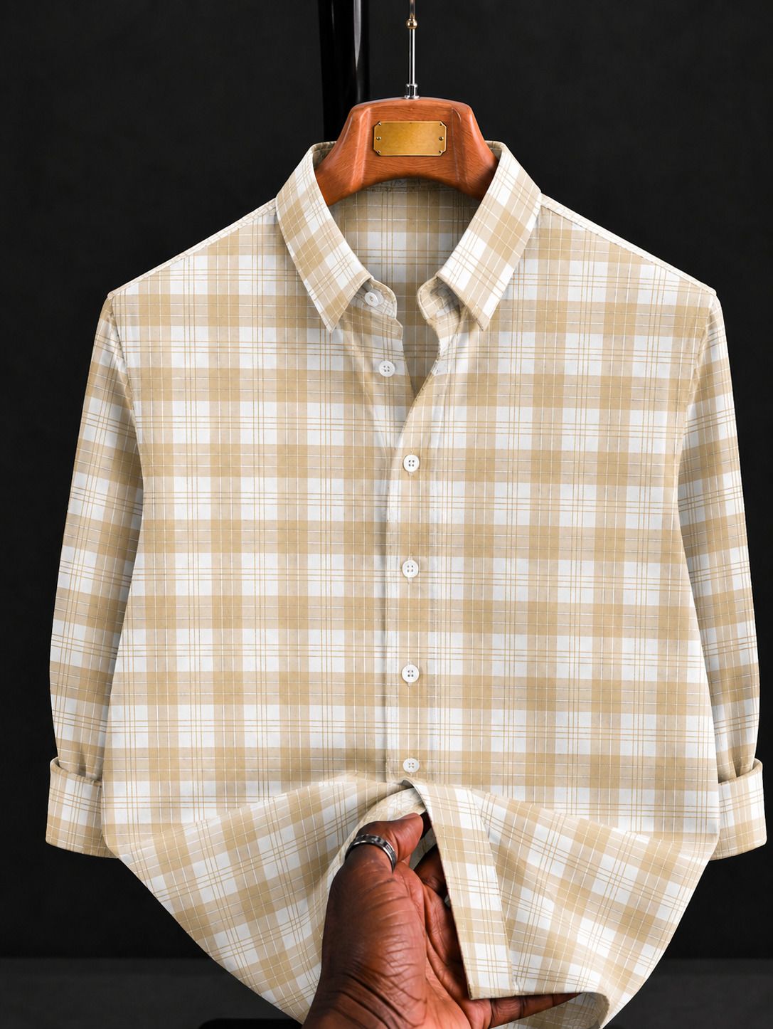 solbiza Men Regular Fit Checkered Slim Collar Casual Shirt-picture-3