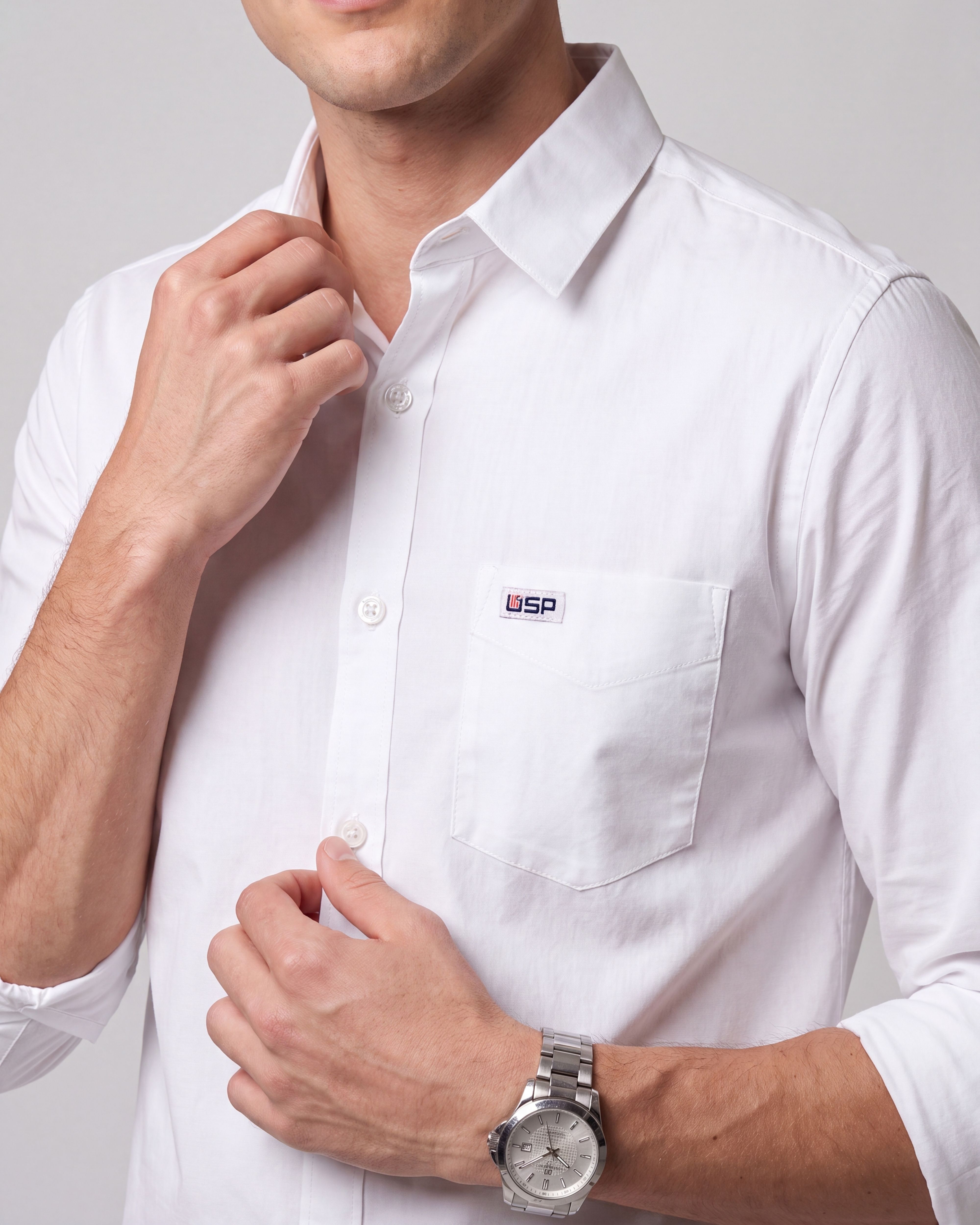 u.s. pitchers Men Slim Fit Solid Spread Collar Casual Shirt-picture-13