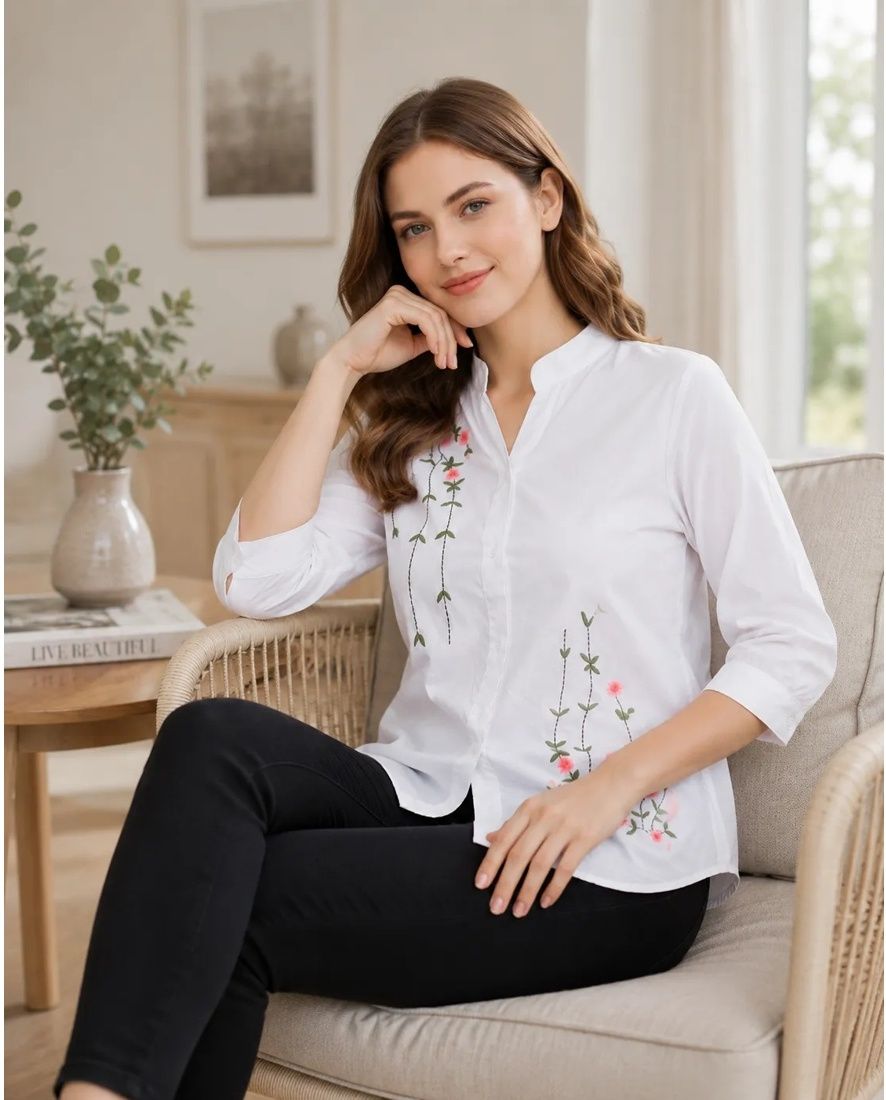 Women Regular Fit Embroidered Casual Shirt-image-14