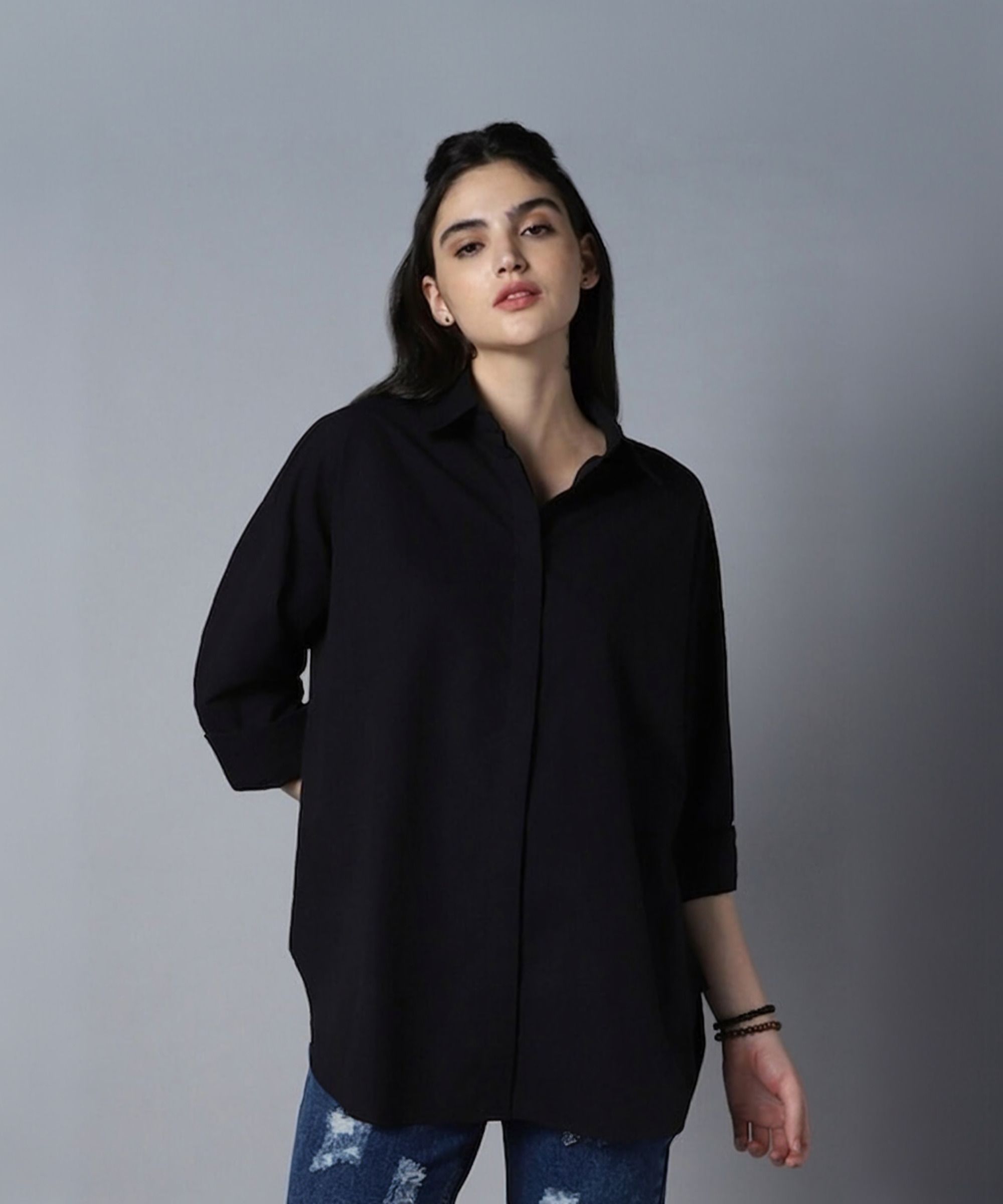 Women Boxy Fit Solid Spread Collar Casual Shirt-image-33