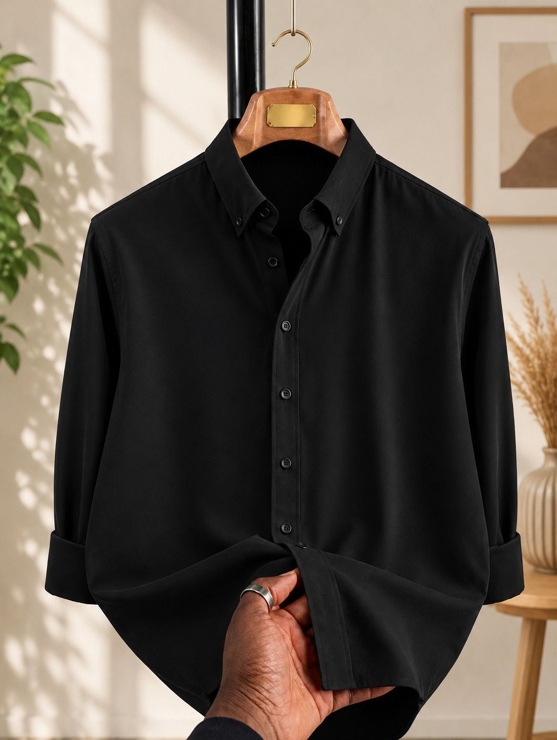 youth first Men Slim Fit Solid Spread Collar Formal Shirt-picture-5