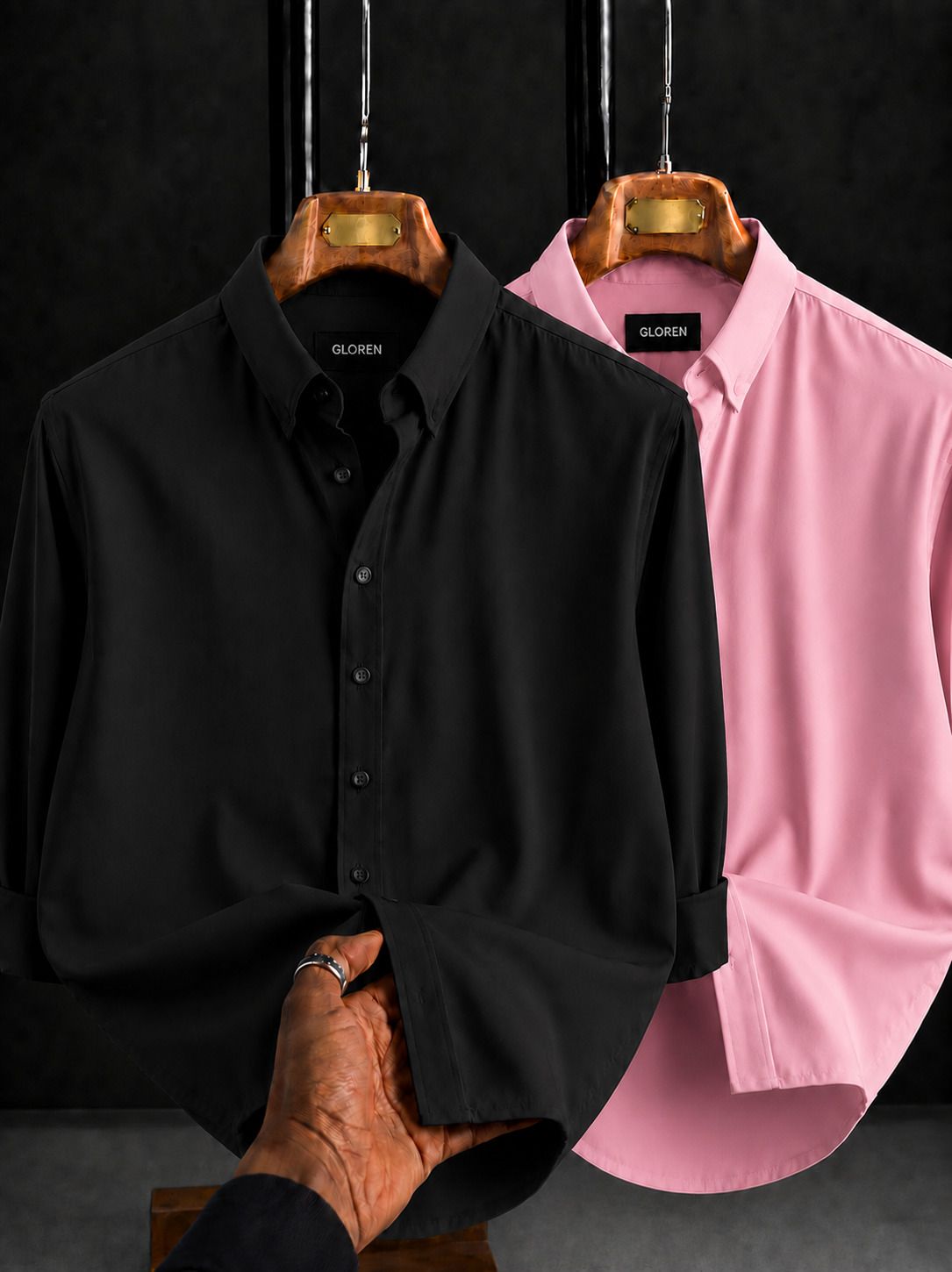 gloren Men Regular Fit Solid Spread Collar Casual Shirt-picture-24
