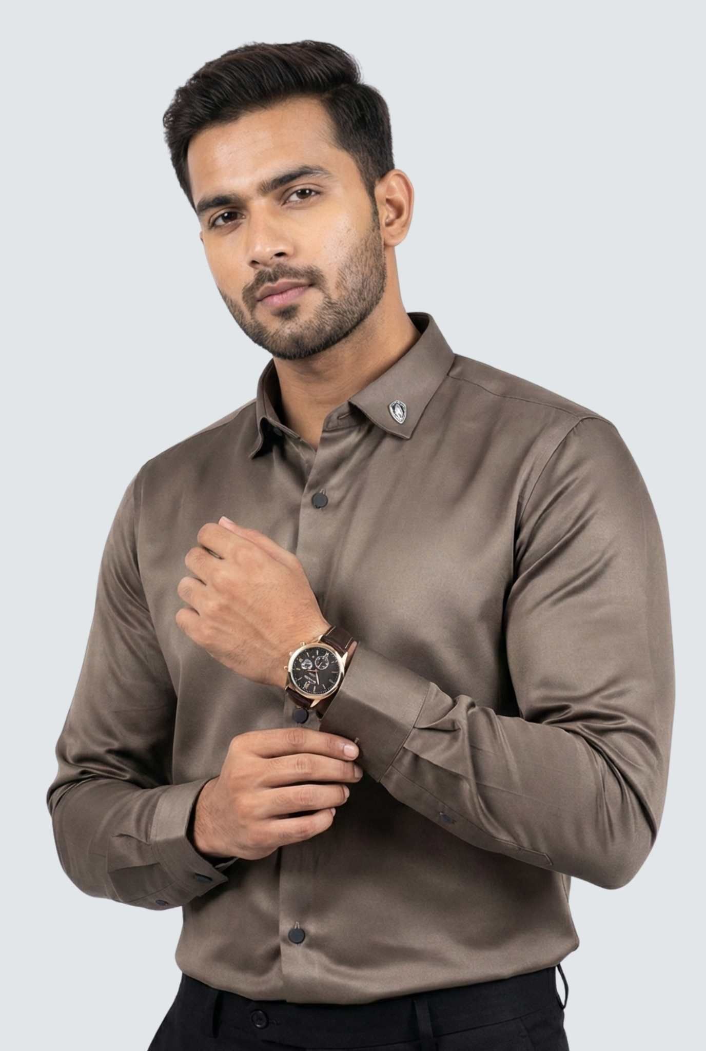 kites club Men Slim Fit Solid Club Collar Party Shirt-picture-3