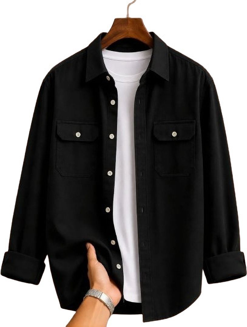 Men Regular Fit Solid Curved Collar Casual Shirt-image-31