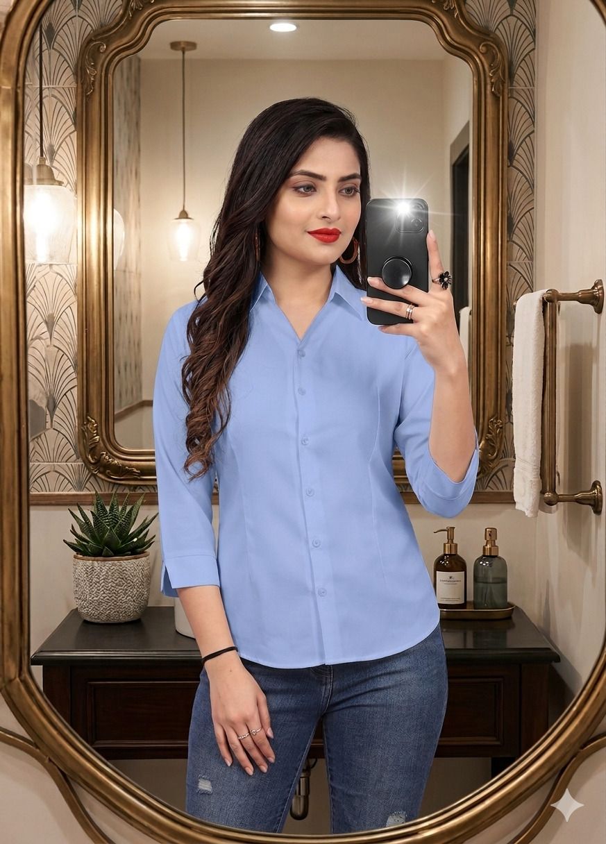 Women Regular Fit Solid Spread Collar Formal Shirt-image-26